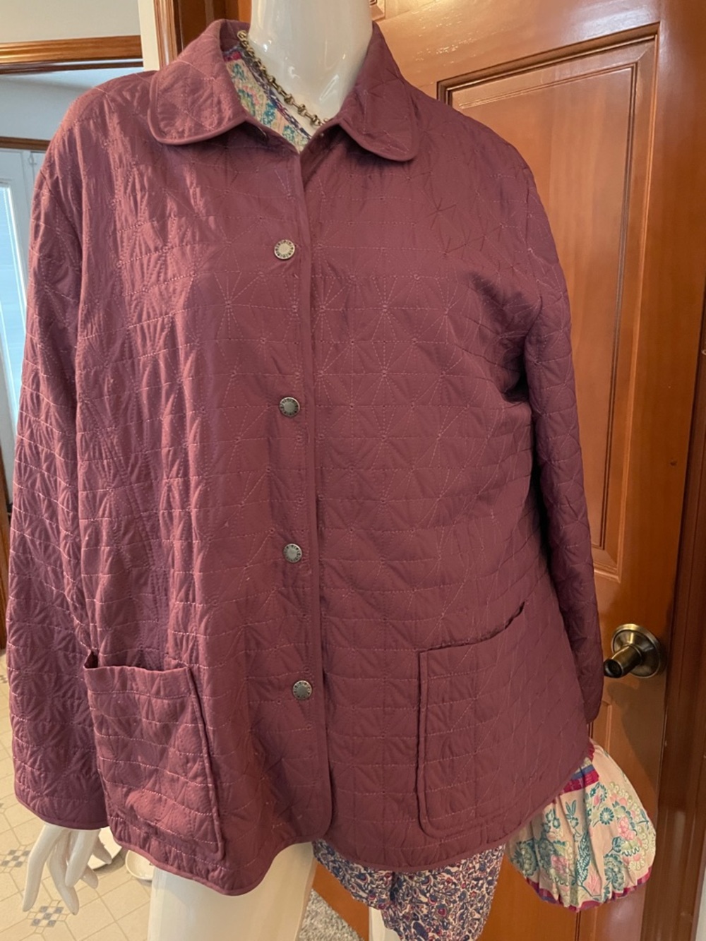 Alfred Dunner Quilted Button-Front Jacket in Plum - Picture 2 of 7